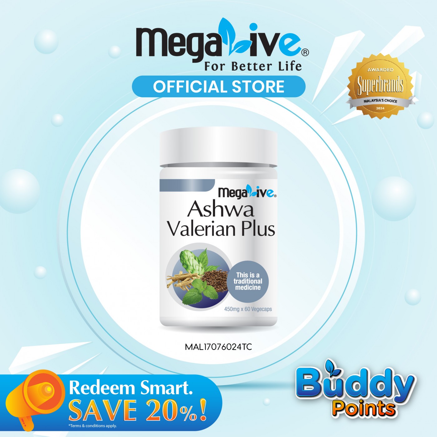 MegaLive Ashwa Valerian Plus (60's)