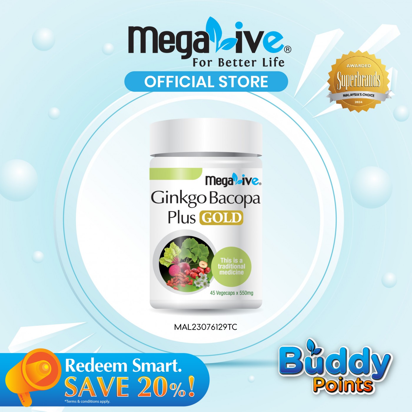 MegaLive Ginkgo Bacopa Plus Gold (45's)
