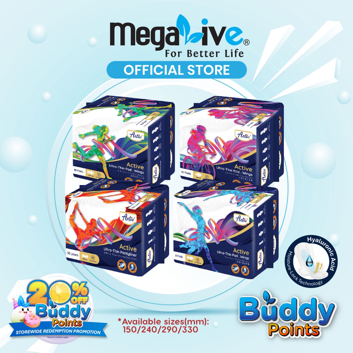 Activ ™ Active Ultra-Thin Pantyliner & Pad 4in1 | Moisture-Lock Technology | 1st in Malaysia