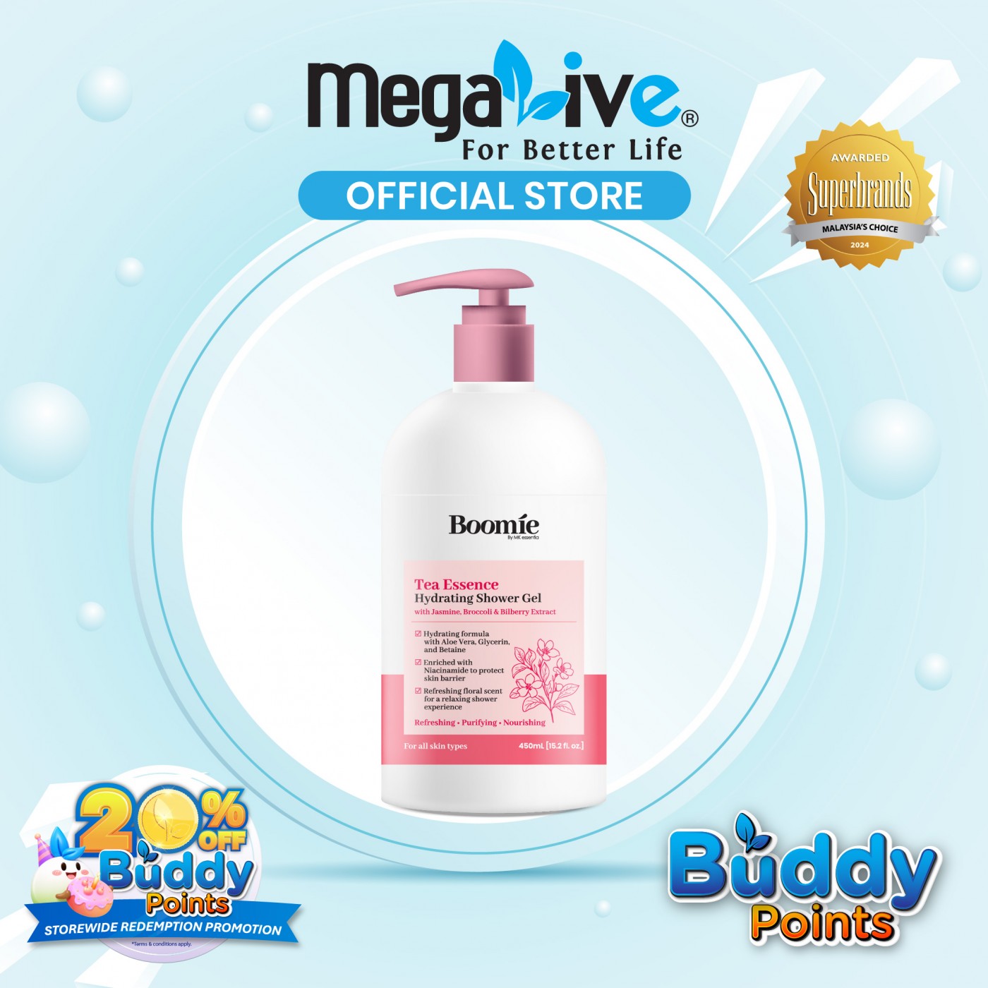 Boomie Tea Essence Hydrating Shower Gel 450ml