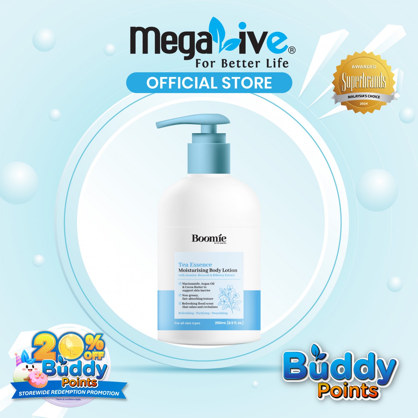 Boomie Tea Essence Moisturising Body Lotion 250ml