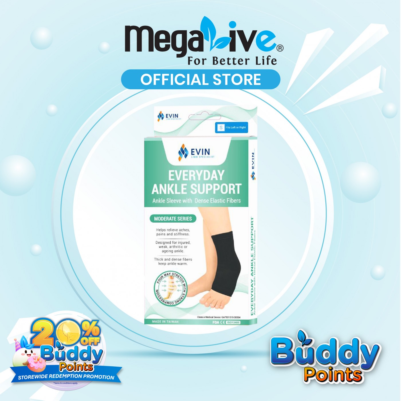 Evin Everyday Ankle Support (Black / Beige)