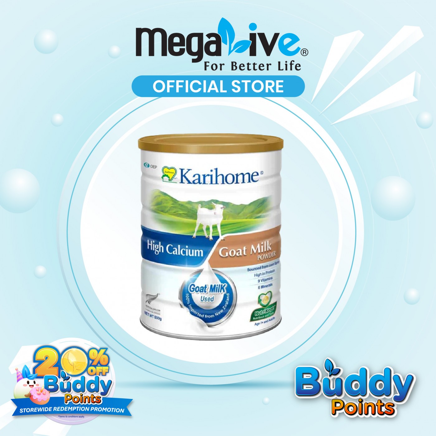Karihome High Calcium Goat Milk 800G (7 Years Old & Above, Adults & Elderly)
