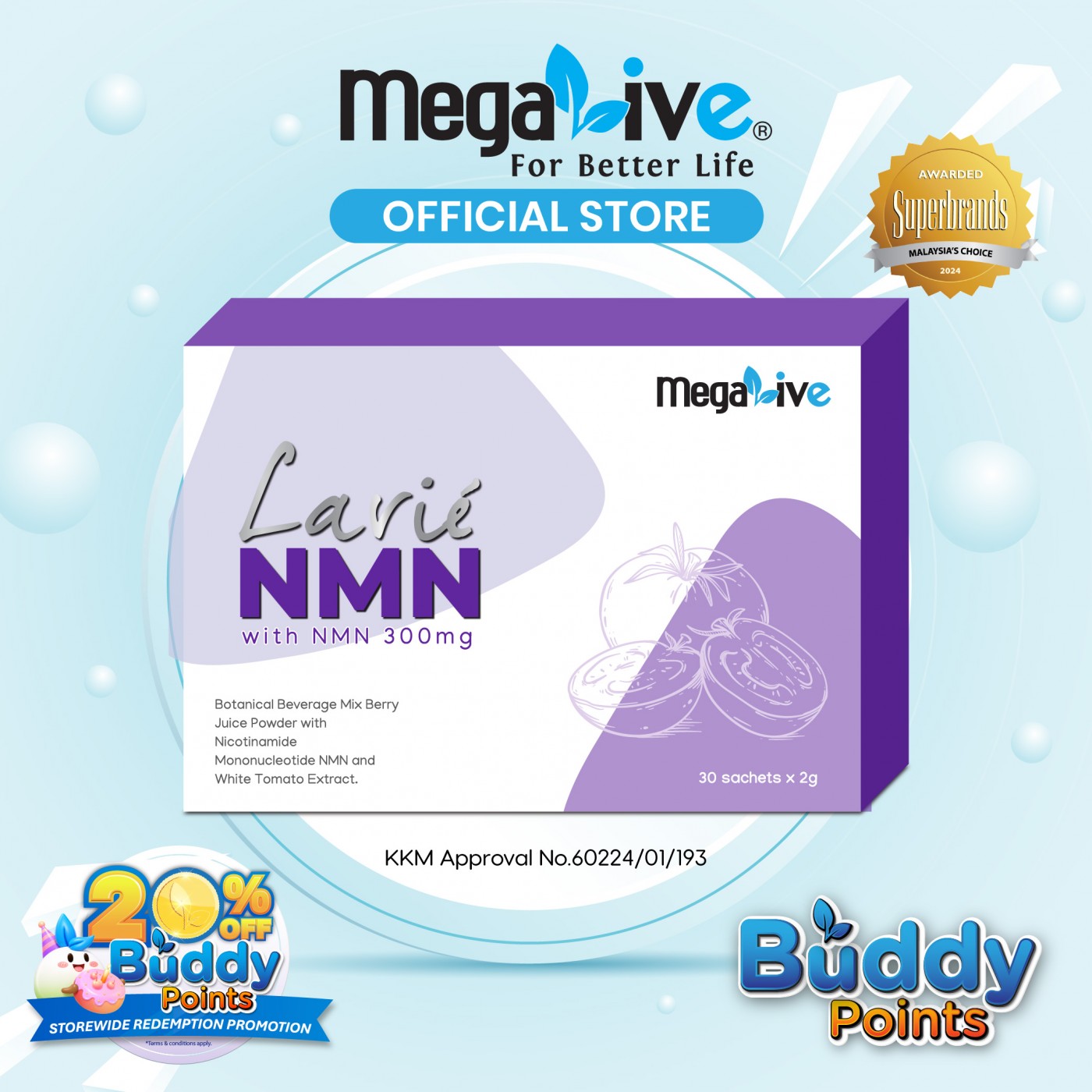 MegaLive Lavie NMN with NMN 300mg (30's)