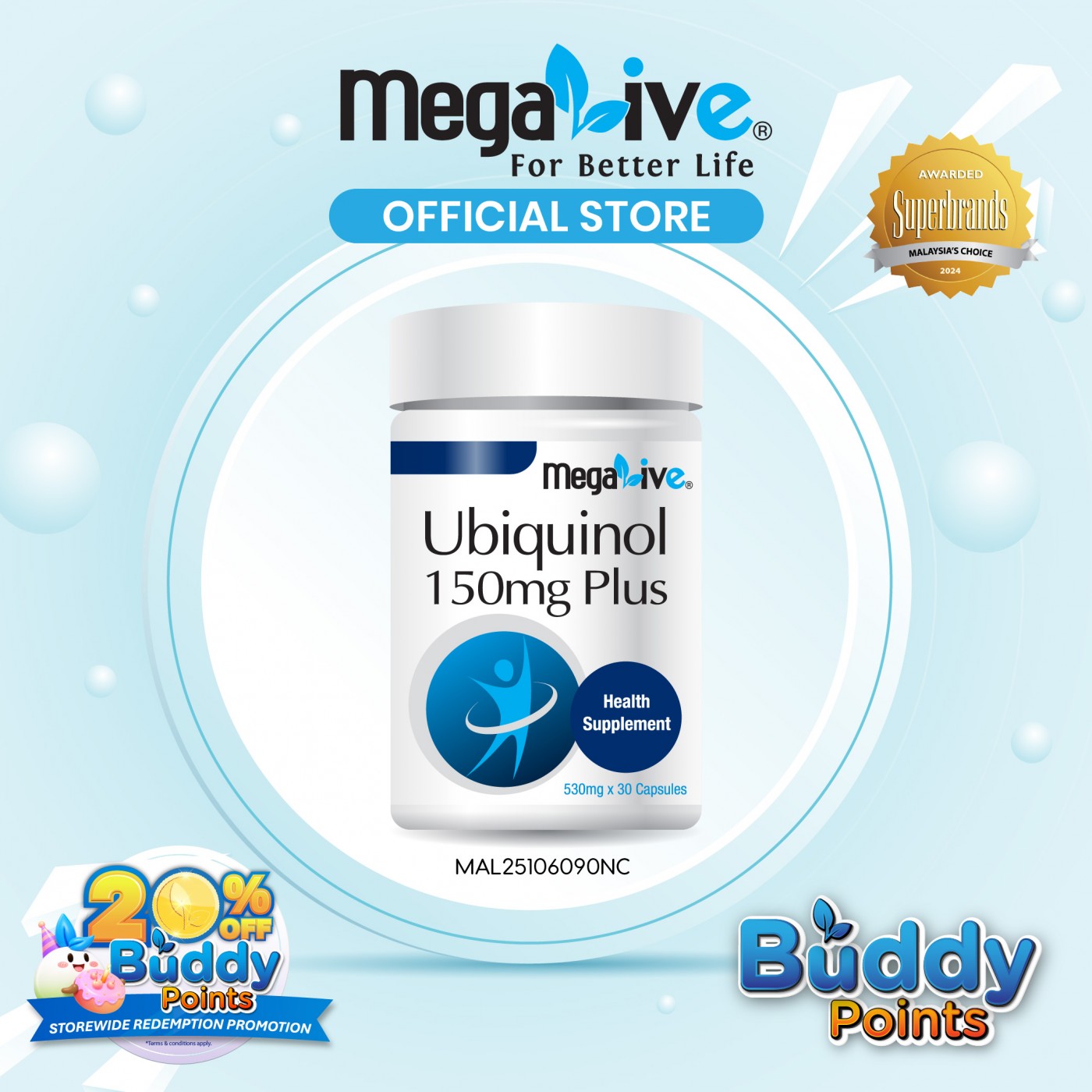MegaLive Ubiquinol 150mg Plus (30's)