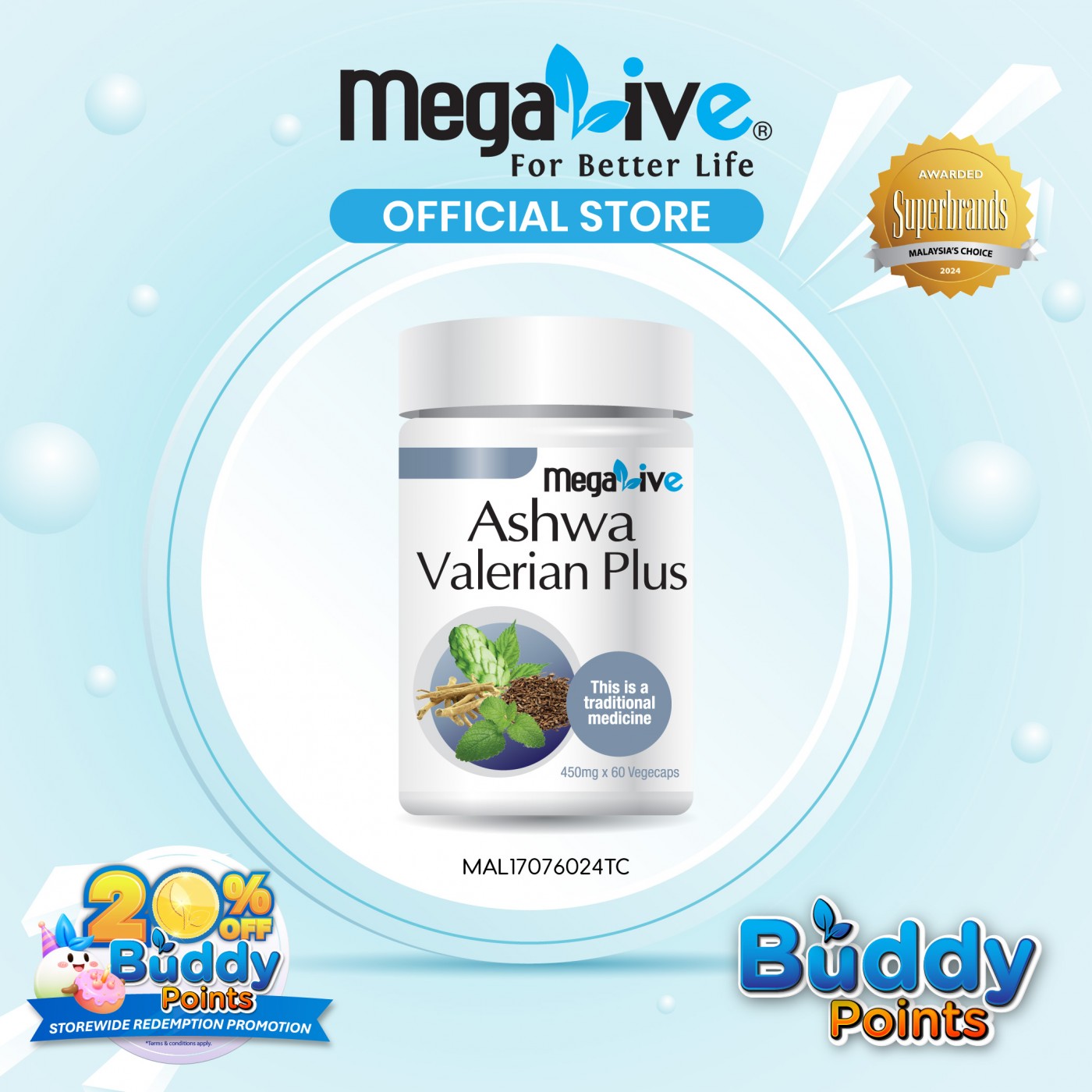 MegaLive Ashwa Valerian Plus (60's)