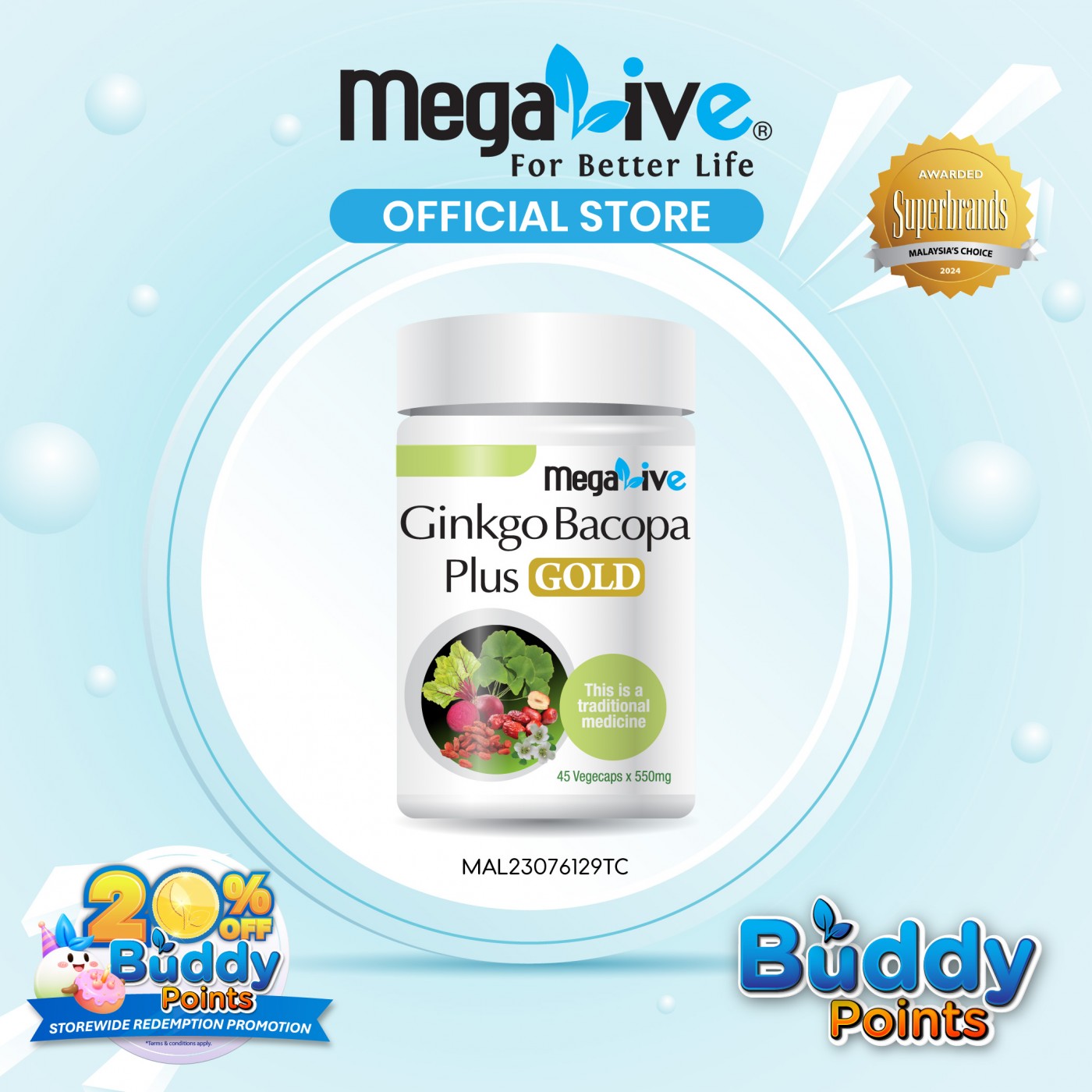 MegaLive Ginkgo Bacopa Plus Gold (45's)
