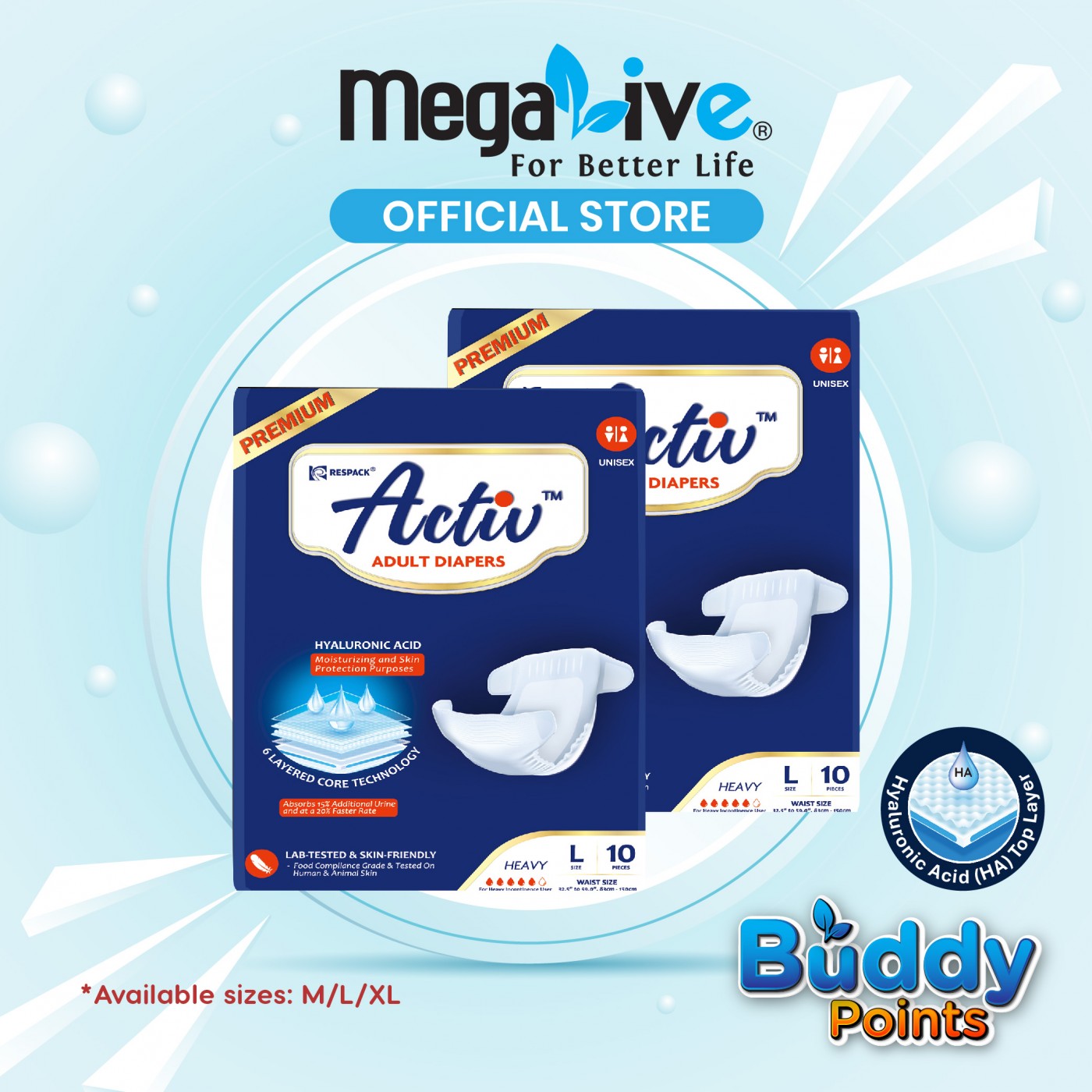 Activ ™ PREMIUM Adult Diapers (2x10pcs)