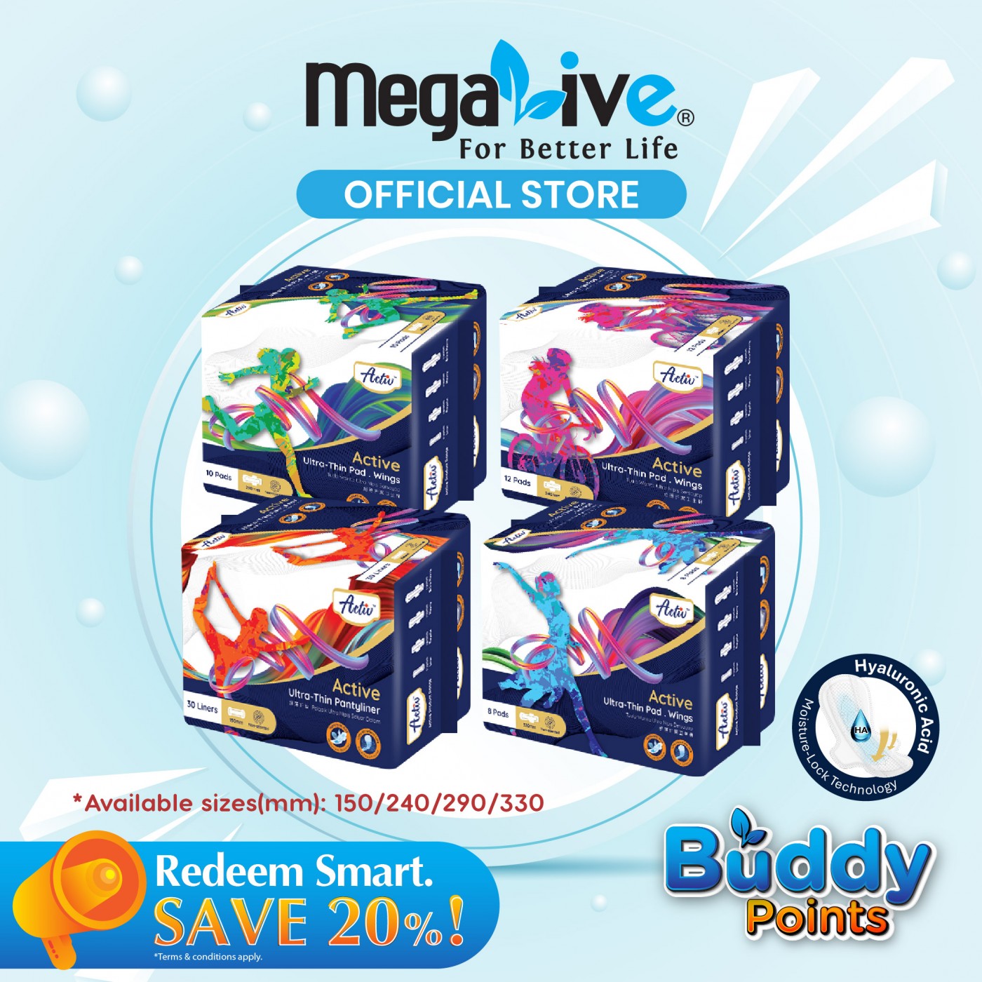 Activ ™ Active Ultra-Thin Pantyliner & Pad 4in1 | Moisture-Lock Technology | 1st in Malaysia