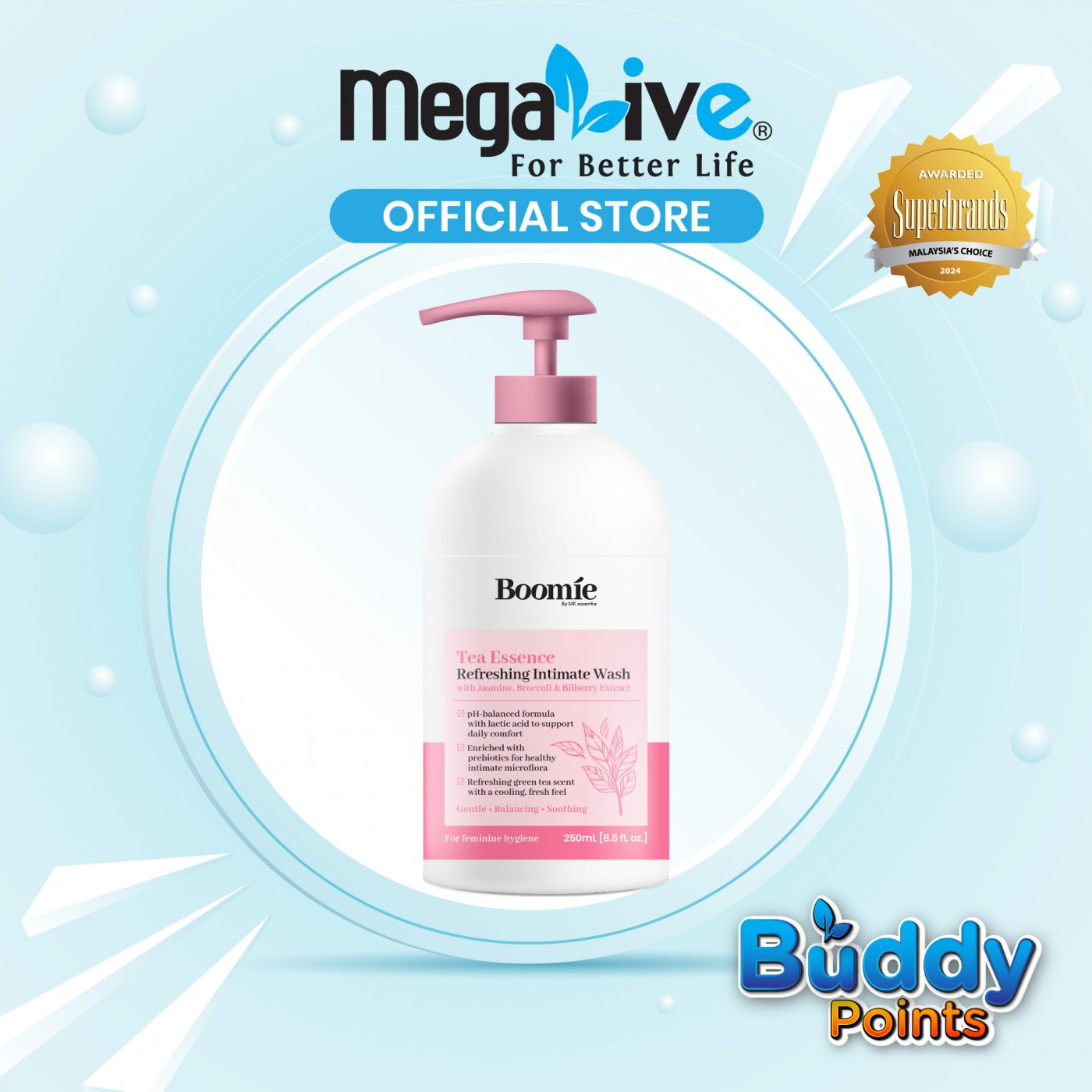 Boomie Tea Essence Refreshing Intimate Wash 250ml