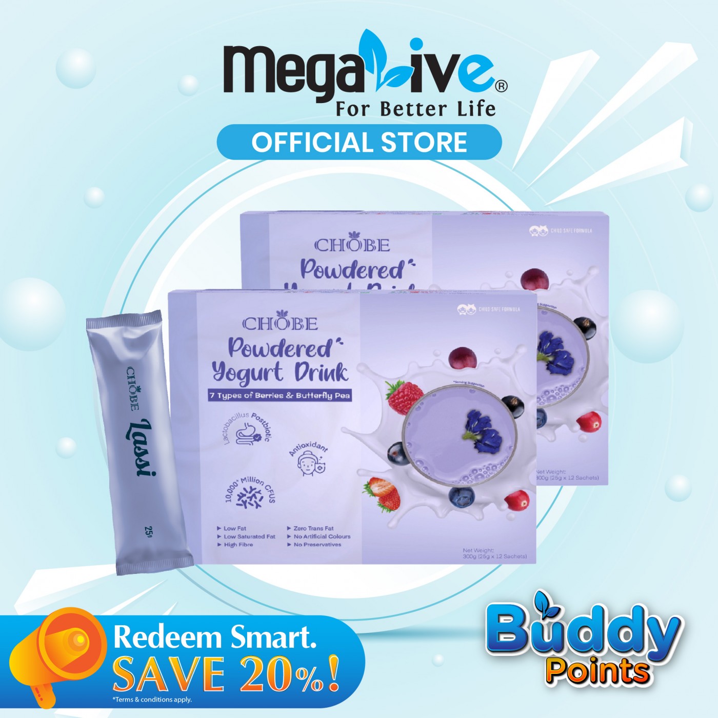 Chobe Master Powdered Yougurt Drink Butterfly Pea 25G (2x12's)