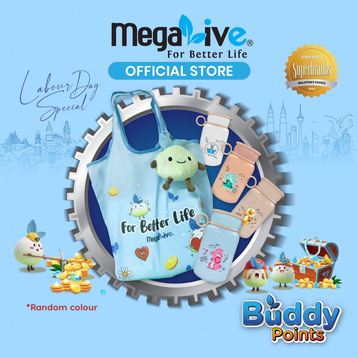 MegaLive Kids Vacuum Mug 1's + Mega Yaya Eco-Bag (Labour Day Special)