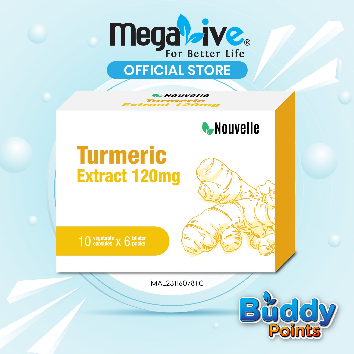 Nouvelle Turmeric Extract 120MG (6x10's blisters)