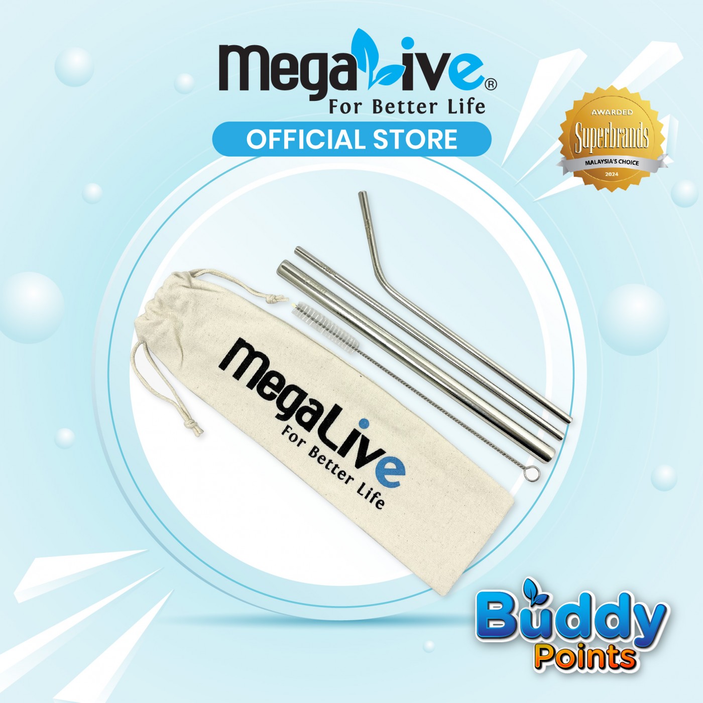 MegaLive Merchandise Stainless Steel Straws Set (EV)