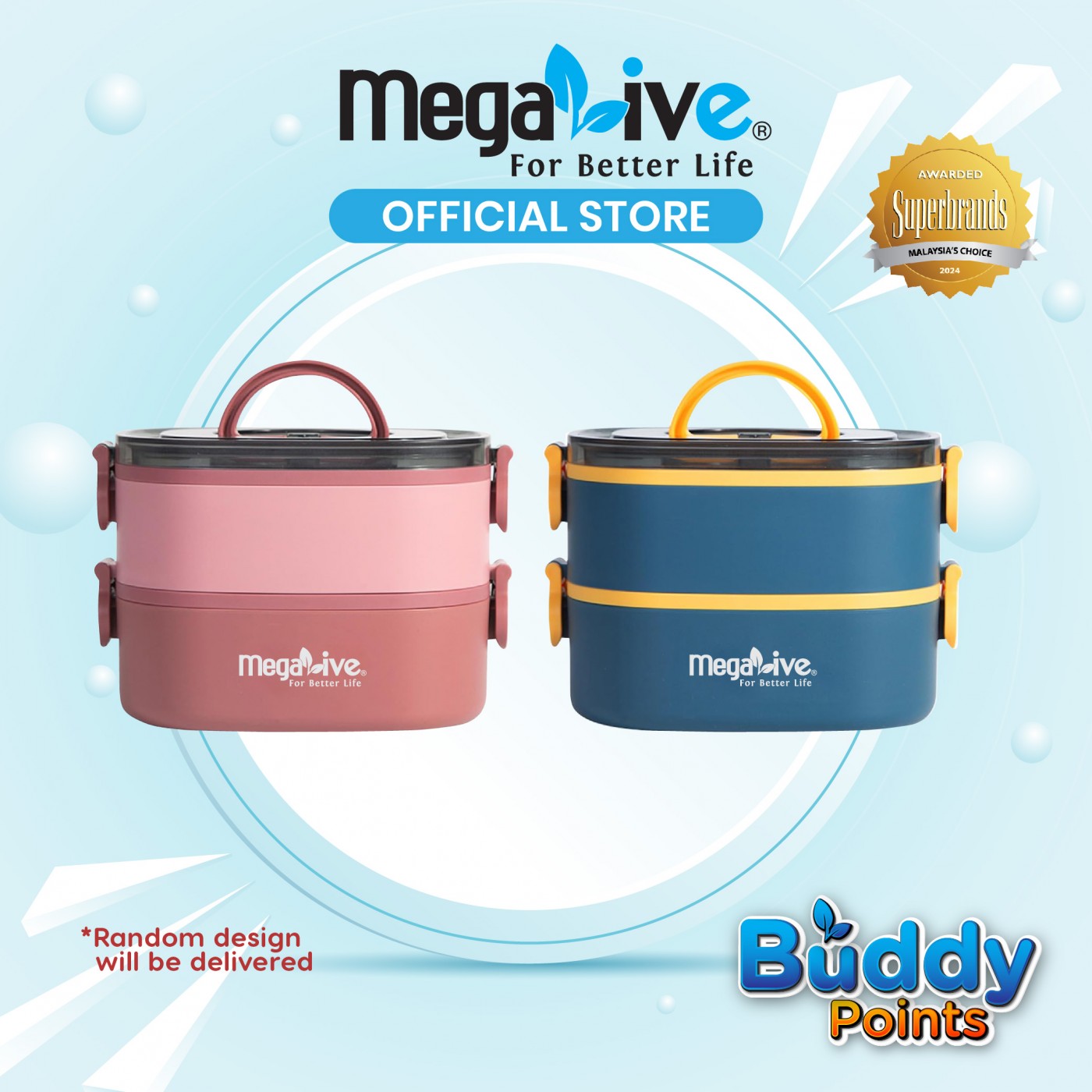 MegaLive 2 Tier Stainless Steel Lunch Box (EV)
