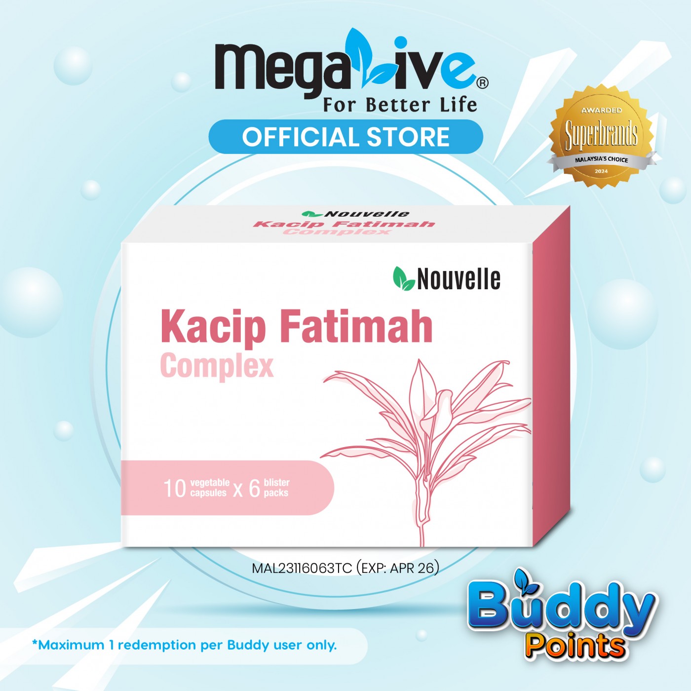 Nouvelle Kacip Fatimah Complex (6x10's)