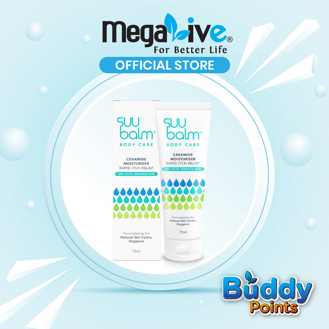 Suu Balm Body Care Ceramide Moisturiser Rapid Itch Relief 75ml
