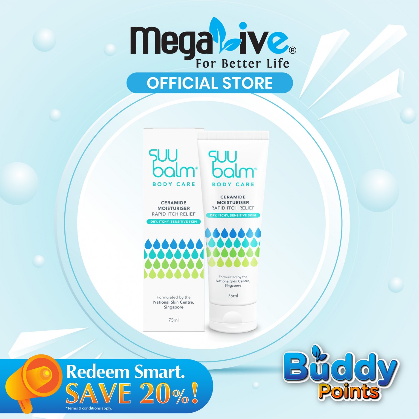 Suu Balm Body Care Ceramide Moisturiser Rapid Itch Relief 75ml