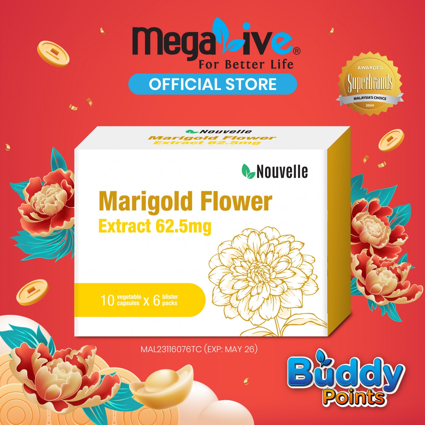 Nouvelle Marigold Flower Extract 62.5MG (6x10's)