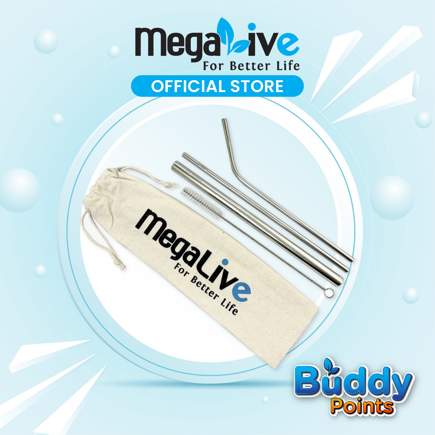 MegaLive Merchandise Stainless Steel Straws Set