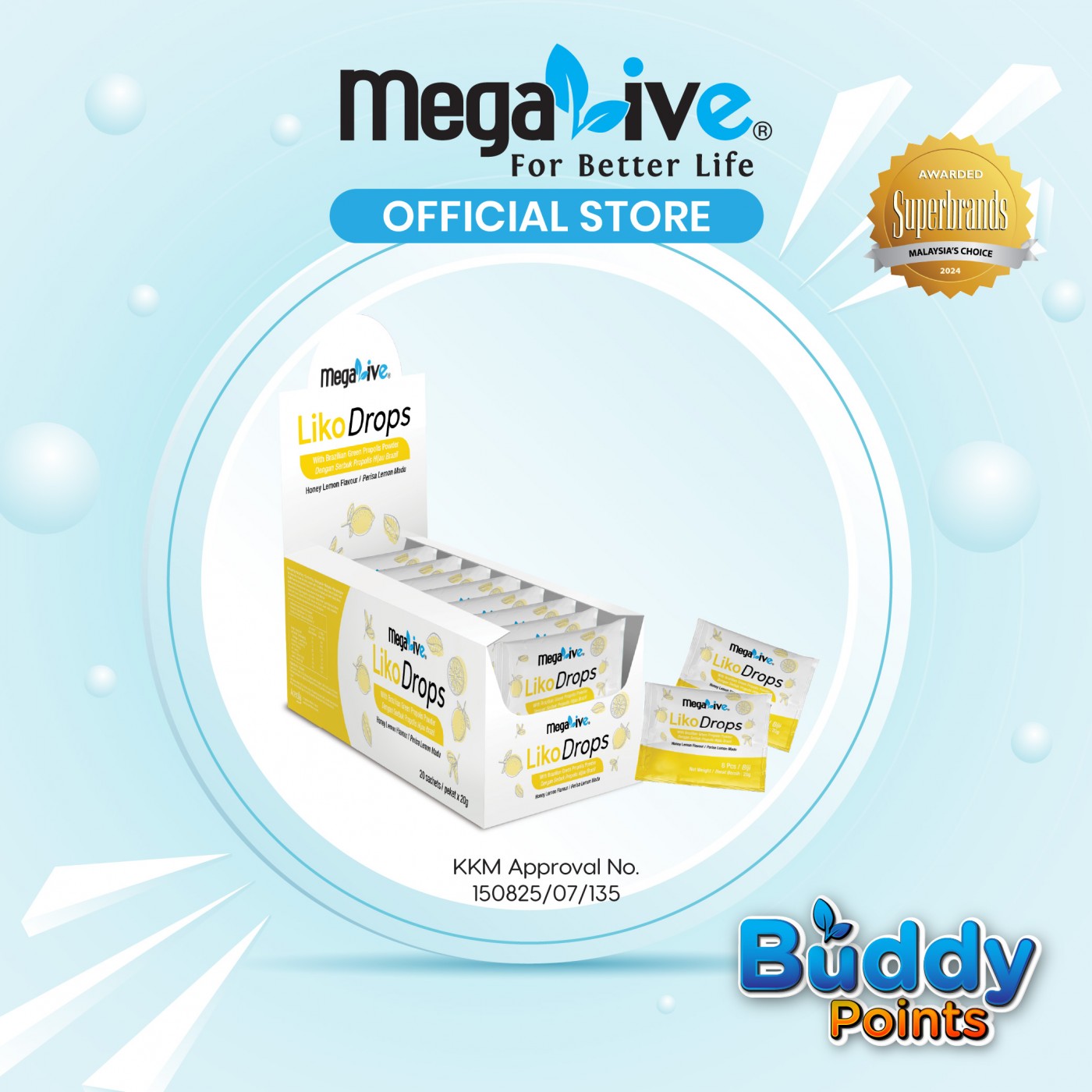 MegaLive LikoDrops Honey Lemon (20 X 8's)