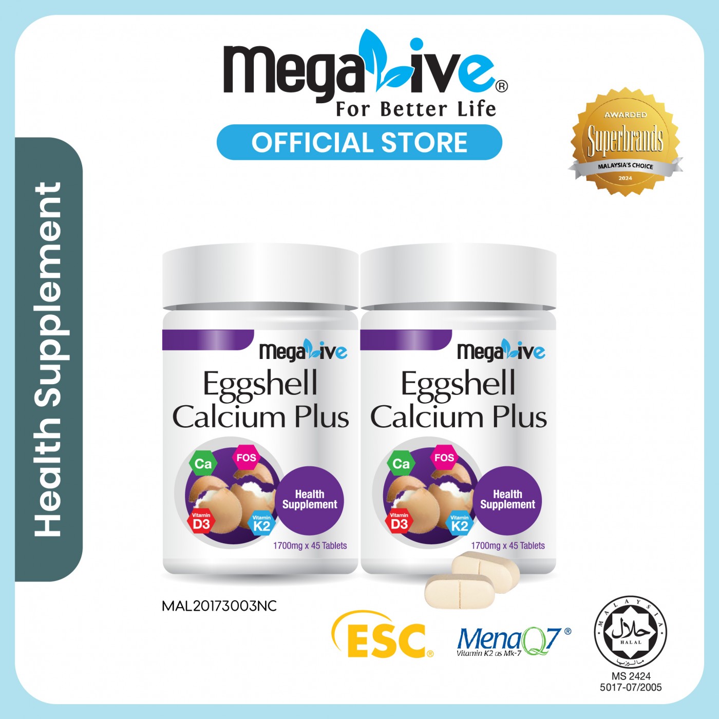 MegaLive Eggshell Calcium Plus