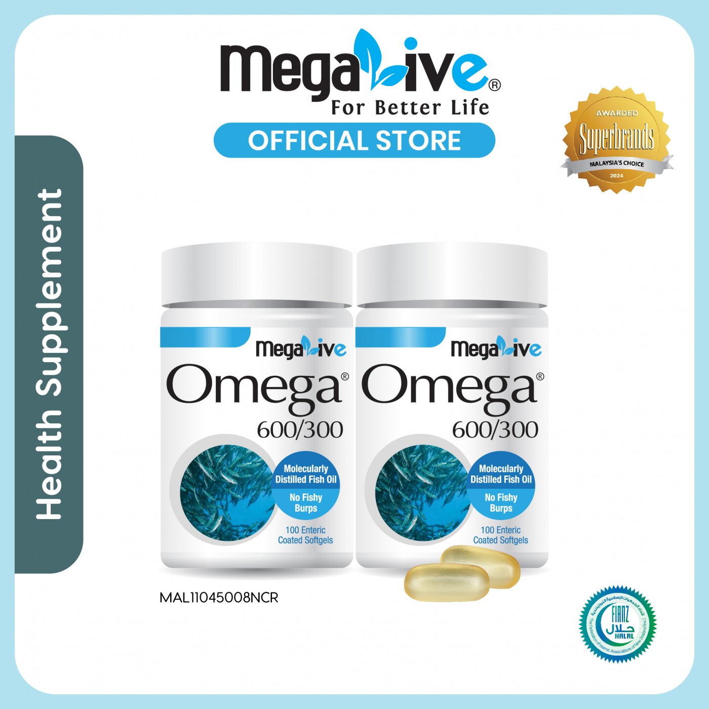 MegaLive Omega 600/300® Enteric Coated Softgel