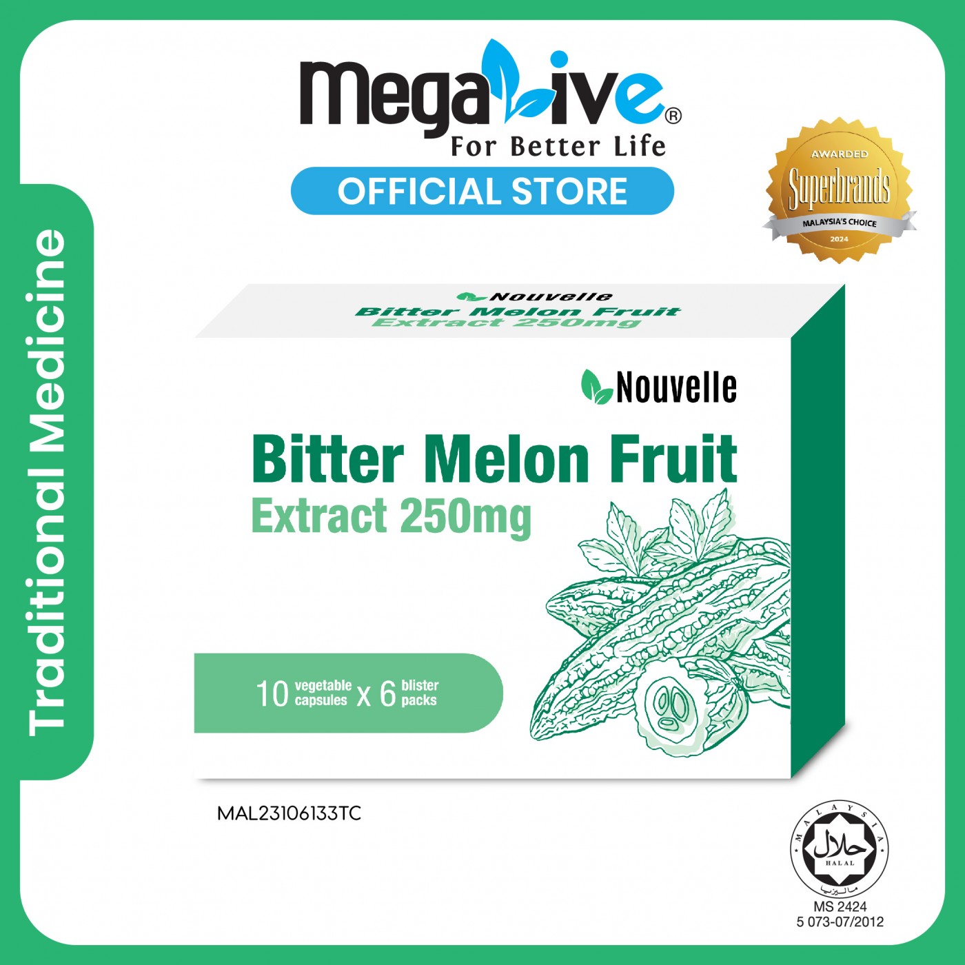 Nouvelle Bitter Melon Fruit Extract 250MG
